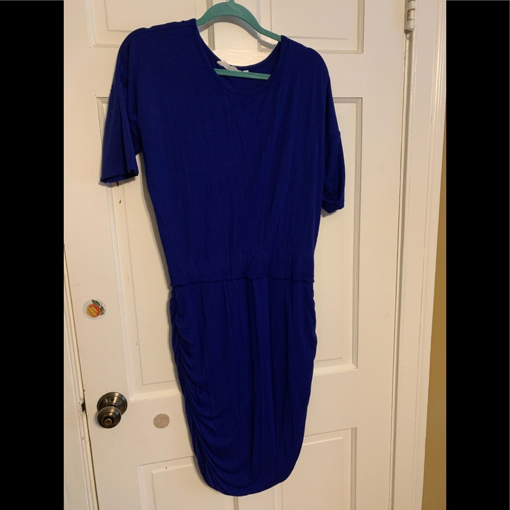 Athleta stretchy cinched purple/dark blue dress